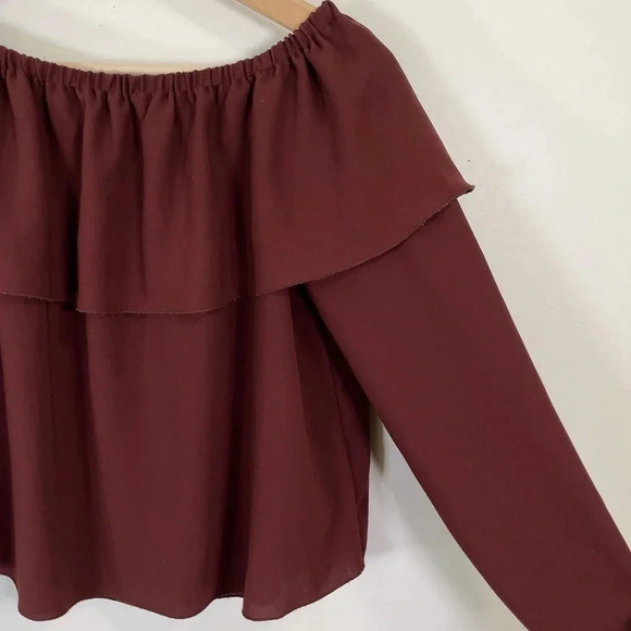 Aritzia  Wilfred Off Shoulder Long Sleeve Morel Blouse - Picture 4 of 12